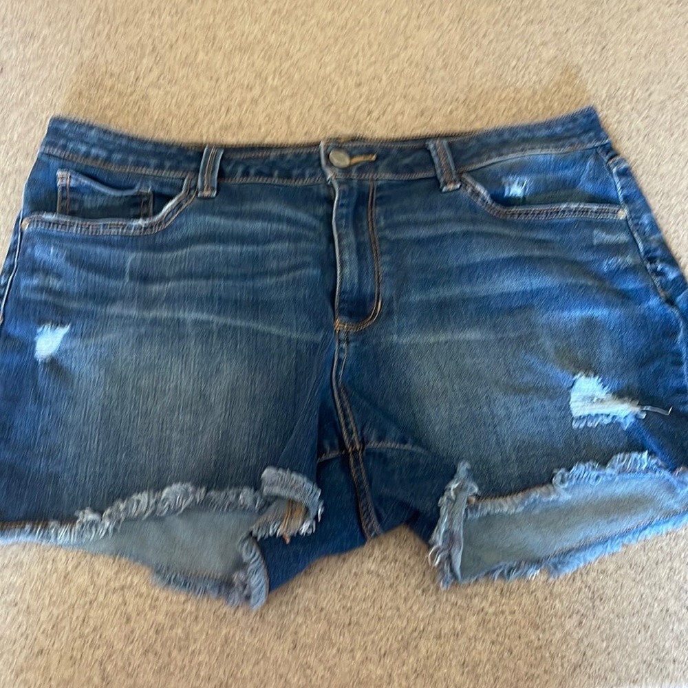 a.n.a Distressed Dark Blue Denim Jean Shorts
